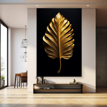 Tableau Feuille Tropicale Or